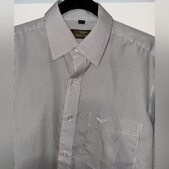 Giorgio Armani Men's Striped Cotton Dress Shirt - Picture 1 of 2